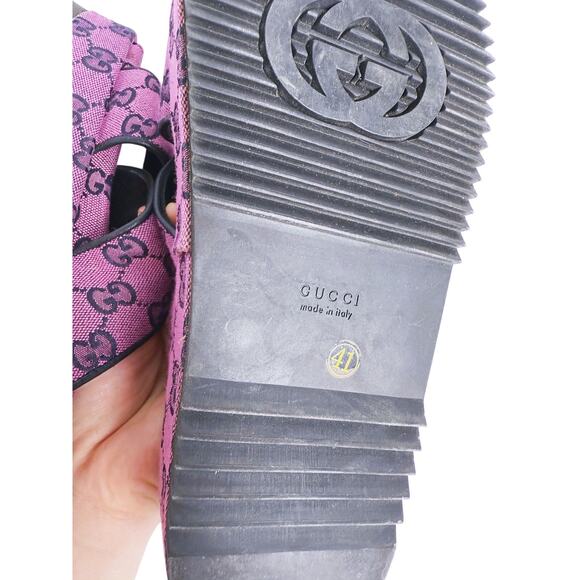 Gucci GG Print Platform Sandals Slides 10.5 Purple Black Luxury Designer Y2K 90s - Picture 11 of 11